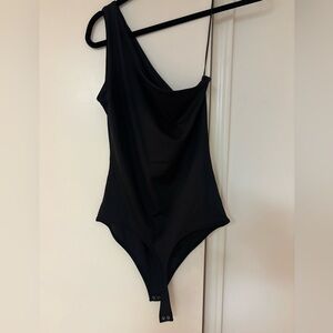 Abercrombie & Fitch Black One-Shoulder Bodysuit Soft Collection Medium